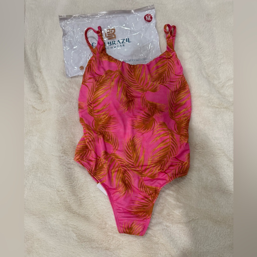 NWT CHA Brazil cheeky Pink and Orange Swimsuit